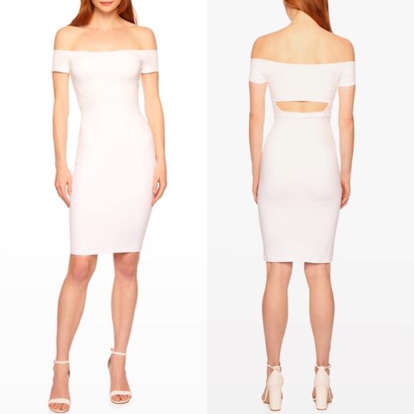 Susana Monaco Off-the-Shoulder Dress in Sugar White Bodycon Cutout Size XL NEW - Picture 2 of 6